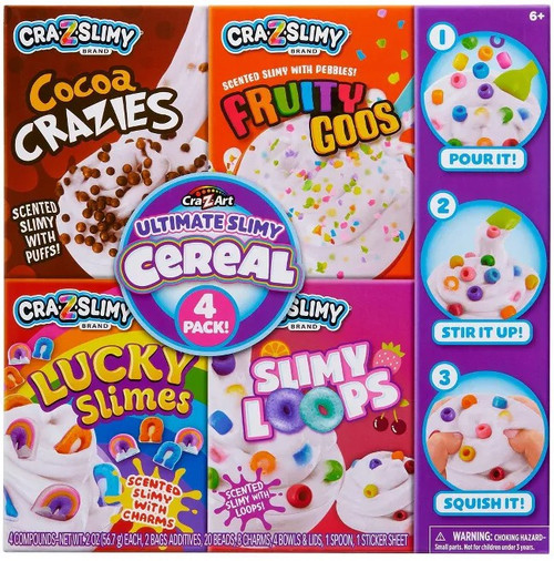 Cra-Z-Slimy Ultimate Slimy Cereal 4-Pack Slime Set Cra-Z-Art - ToyWiz