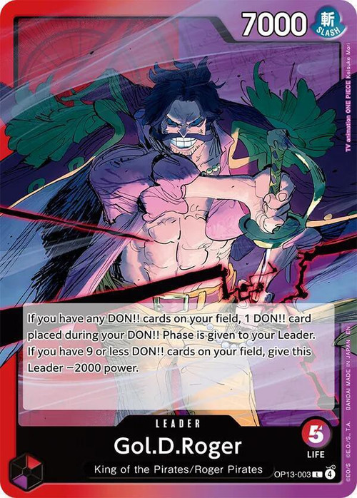 One Piece Trading Card Game Carrying On His Will Single Card Leader Gol.D. Roger OP13-003 - ToyWiz One Piece Trading Card Game Carrying On His Will Single Card Leader Gol.D. Roger OP13-003 - ToyWiz