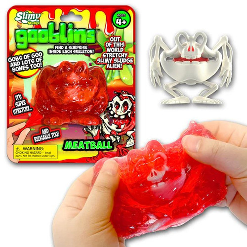 SLIMY Gooblins Slime Slimy Slime Monstre, 100 g, super extensible, avec squelettes effrayants amusants à découvrir et à collectionner, jouet à pétrir (3 ans), couleur : jaune