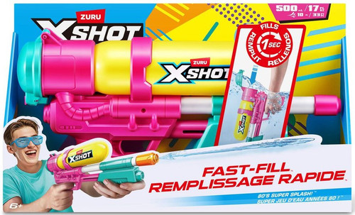 X-Shot Fast-Fill 80s Super Splash Water Blaster Yellow, Pink Teal