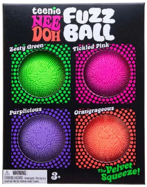 NeeDoh Teenie Fuzz Ball Stress Ball 4-Pack RANDOM Colors Schylling