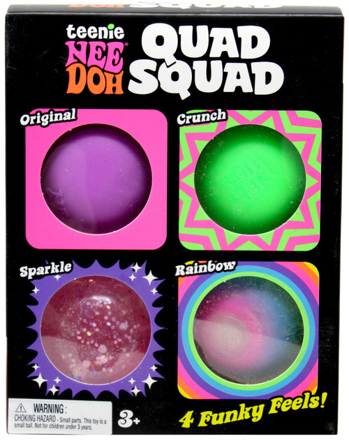 NeeDoh Teenie Quad Squad Original, Crunch, Sparkle Rainbow 2.5