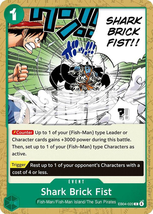 One Piece Trading Card Game The Azure Seas Seven Single Card Common Shark  Brick Fist EB04-020 - ToyWiz