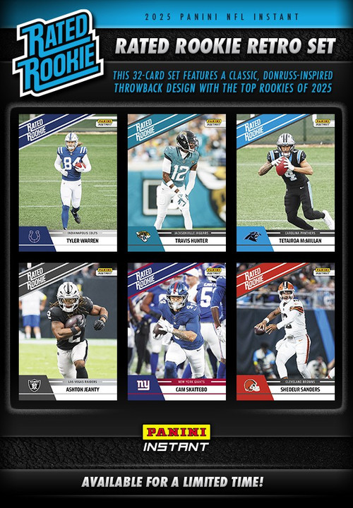 NFL 2025 Instant Rated Rookies Retro Football Trading Card Set 32