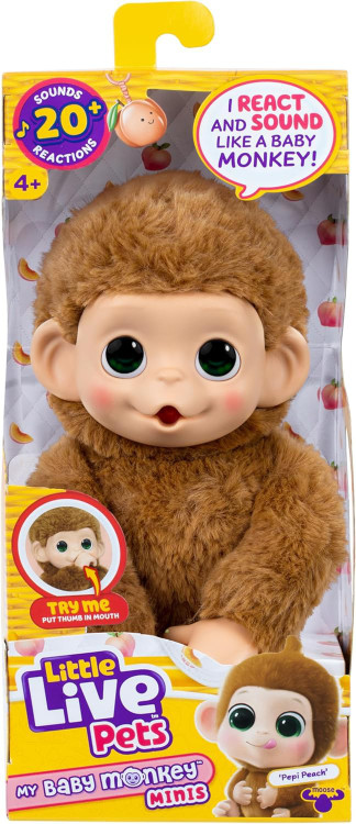 Little Live Pets My Baby Monkey Mini Pepi Peach Electronic Pet