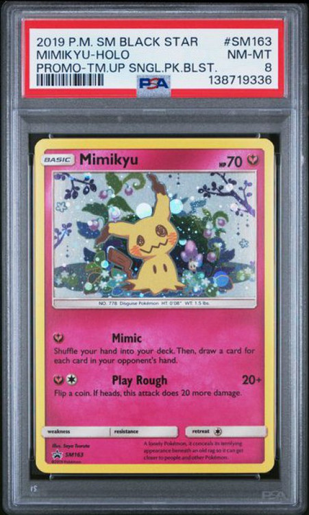 Pokemon Sun Moon Promo Single Card Holo Rare Mimikyu SM163 PSA 8