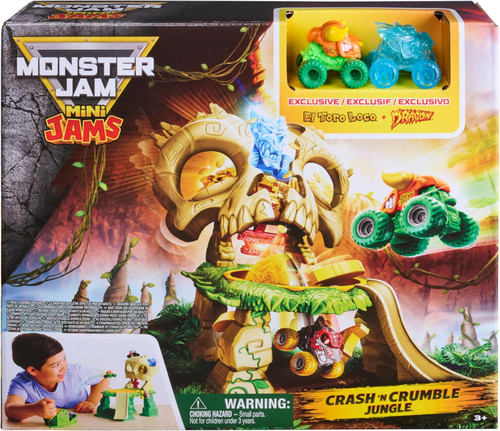 Monster Jam Mini Jams Crash N Crumble Jungle Vehicle Playset Spin