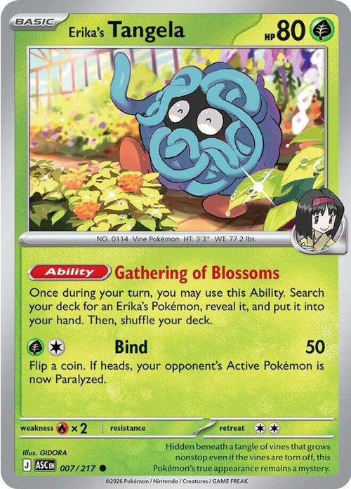 Pokemon Trading Card Game Ascended Heroes Single Card Common Erikas Tangela  007 - ToyWiz