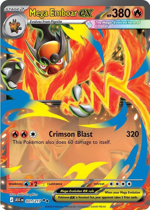 Pokemon Trading Card Game Ascended Heroes Single Card Double Rare Mega  Emboar ex 031 - ToyWiz