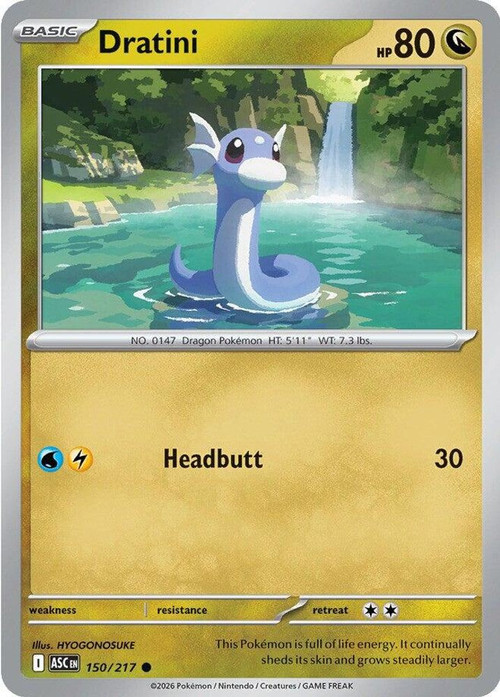 Pokemon Trading Card Game Ascended Heroes Single Card Common Dratini 150 - ToyWiz Pokemon Trading Card Game Ascended Heroes Single Card Common Dratini 150 - ToyWiz