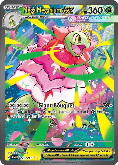 Pokemon Trading Card Game Ascended Heroes Single Card Special Illustration  Rare Mega Meganium ex 272 - ToyWiz