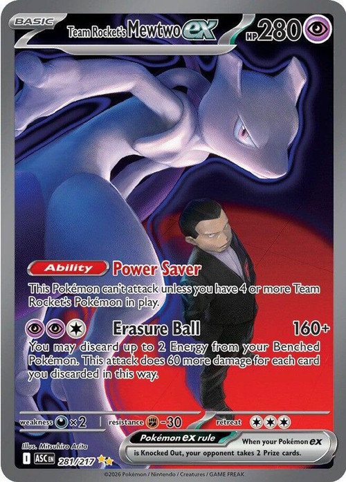 mew 2 pokemon card value - Team Rocket's Mewtwo ex - 081/182 - Destined Rivals - Double Rare and featuring a striking image of the captivating character across the front shining mew pokemon card value