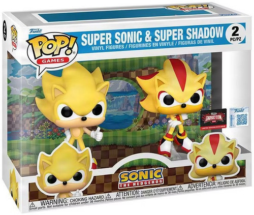 Lot De 2 Funko Pop Sonic – Shadow Et Super Shadow – Édition Lumineuse Dans Le Noir – Figurines 9,5 Cm