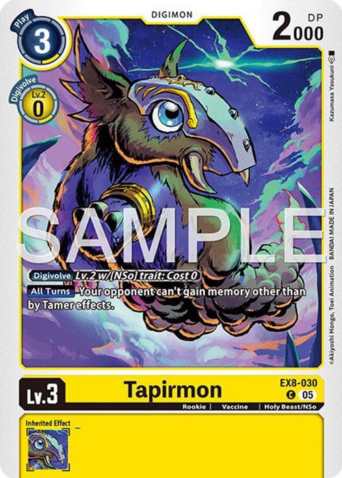 Trading Card Game Advanced Booster Digimon Generation Common Tapirmon EX8-030 Reprint、ToyWiz、kayou