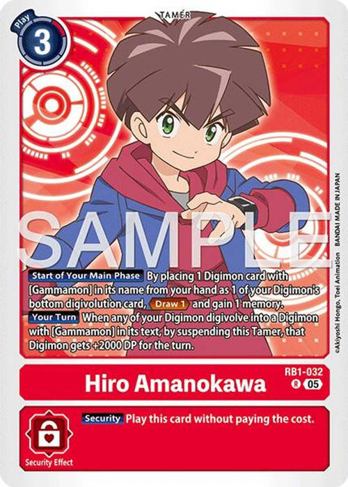 Trading Card Game Advanced Booster Digimon Generation Rare Hiro Amanokawa RB1-032 Reprint、ToyWiz、kayou