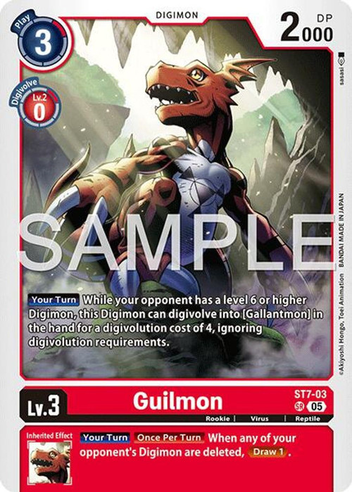 Trading Card Game Advanced Booster Digimon Generation Super Rare Guilmon ST7-03 Reprint、ToyWiz、kayou