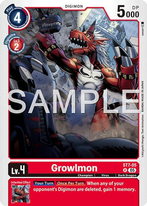 digimon st7 card list Digimon Trading Card Game Advanced Booster Digimon Generation Single Card  Rare Growlmon ST7-05 Reprint
