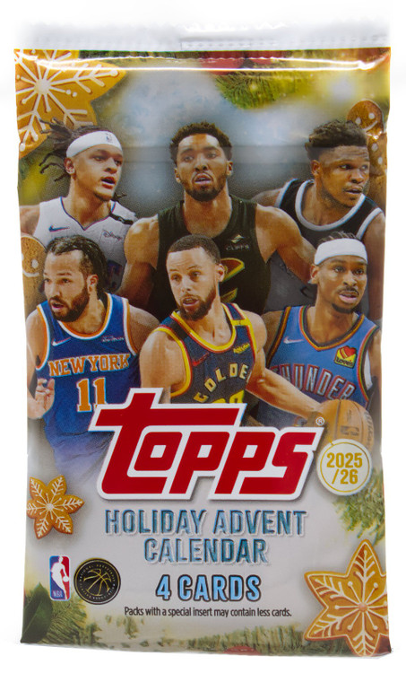 NBA Topps Trading Cards 2025-26 HOLIDAY Basketball Trading Card Countdown Calendar Pack 4 Cards、ToyWiz、kayou