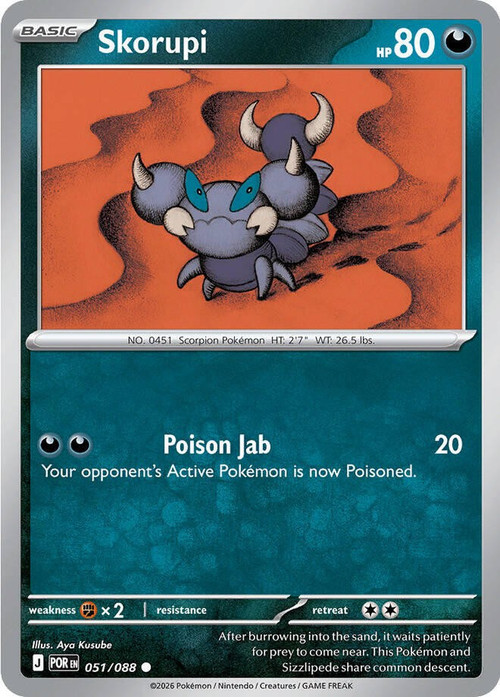 Pokemon Trading Card Game ME03 Perfect Order Single Card Common Skorupi 51  Reverse Holofoil - ToyWiz