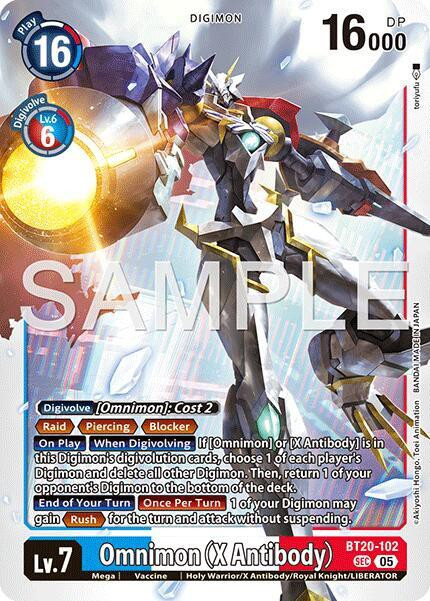 Trading Card Game Advanced Booster Digimon Generation Secret Rare Omnimon BT20-102 X Antibody Reprint、ToyWiz、kayou