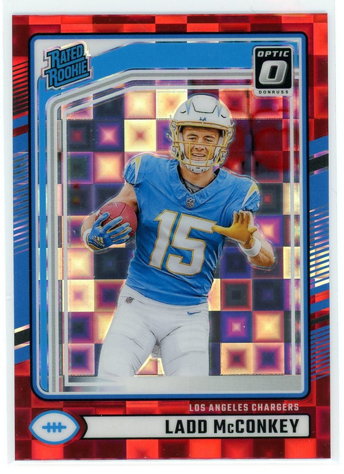 NFL 2024 Panini Donruss Optic Football Red Pandora Ladd McConkey #328 Rated Rookie、ToyWiz、kayou