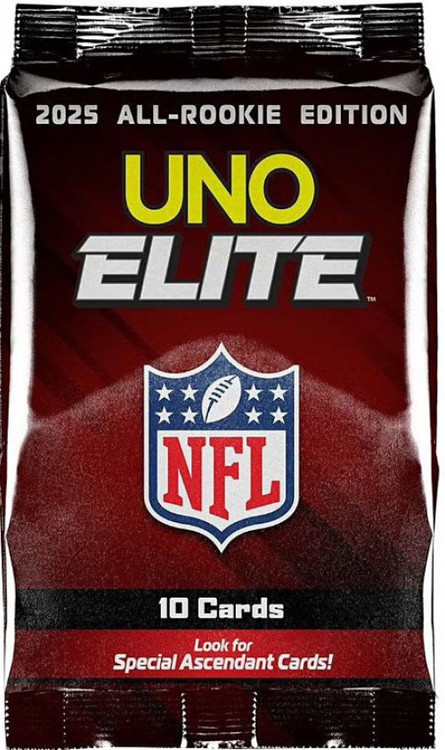 UNO Elite NFL 2025 All-Rookie Edition Football Booster Pack 10 Cards, Look For Special Ascendant Cards!、ToyWiz、kayou
