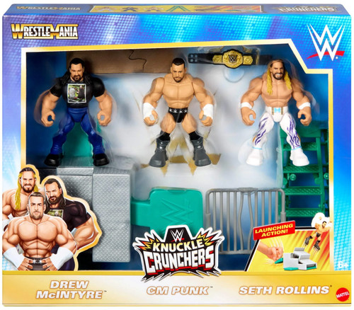 WWE Wrestling WrestleMania Knuckle Crunchers Drew McIntyre, CM Punk & Seth Rollins Action Figure Set、ToyWiz、kayou