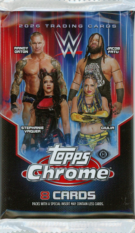 WWE Wrestling Topps 2026 Chrome Trading Card HOBBY Pack 8 Cards、ToyWiz、kayou