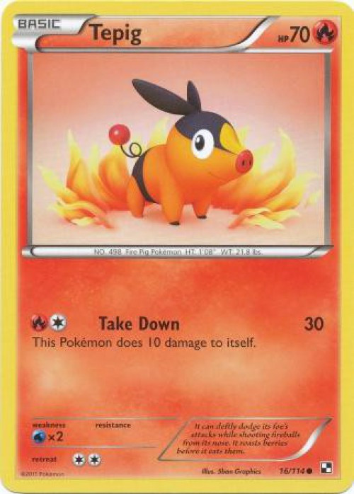 Pokemon Black & White Base Set Common Tepig #16 Lightly Played、ToyWiz、kayou