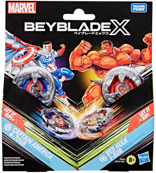 Beyblade X Marvel Captain America 4-70GB Red Hulk 1-80R Dual Pack