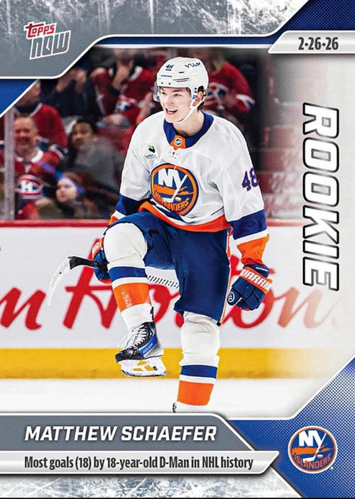 NHL 2025-26 Topps NOW Hockey Matthew Schaefer #110 Rookie Sticker Card、ToyWiz、kayou