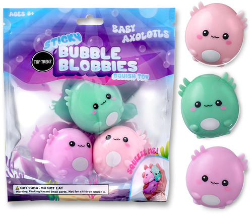 Sticky Bubble Blobbies Baby Axolotls Squish Toy 3-Pack Squeeze Me!、ToyWiz、kayou