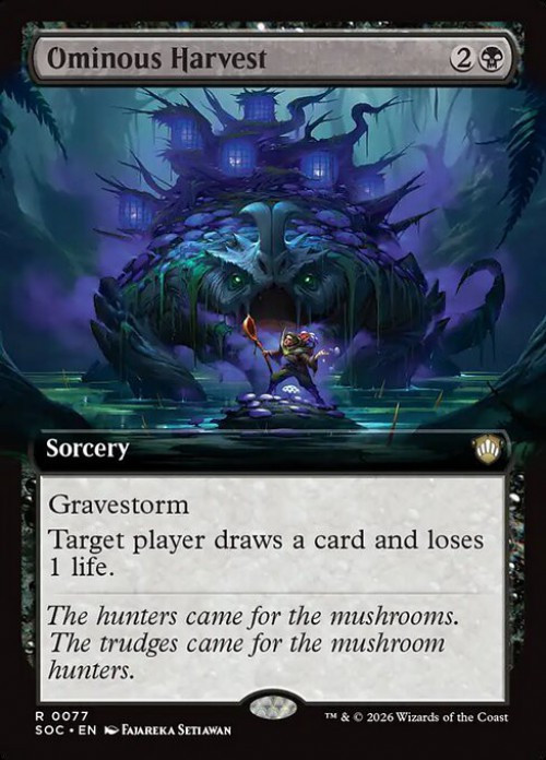 MtG Secrets of Strixhaven Commander Rare Ominous Harvest #77 Extended Art、ToyWiz、kayou