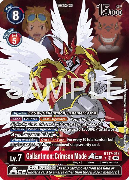 Trading Card Game Advanced Booster Digimon Generation Super Rare Gallantmon: Crimson Mode ACE BT17-018 Alternate Art、ToyWiz、kayou