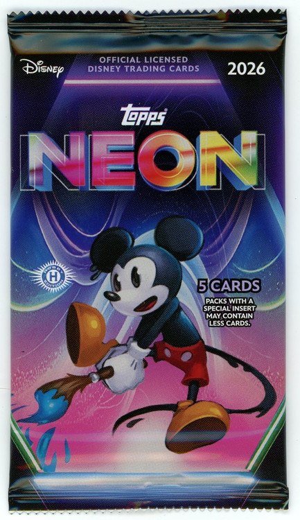 Disney Topps 2026 Neon Trading Card HOBBY Pack 5 Cards、ToyWiz、kayou