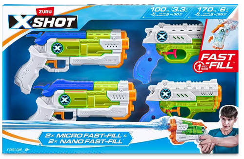 X-Shot Nano Micro Fast-Fill Water Blaster 4-Pack Zuru Toys - ToyWiz