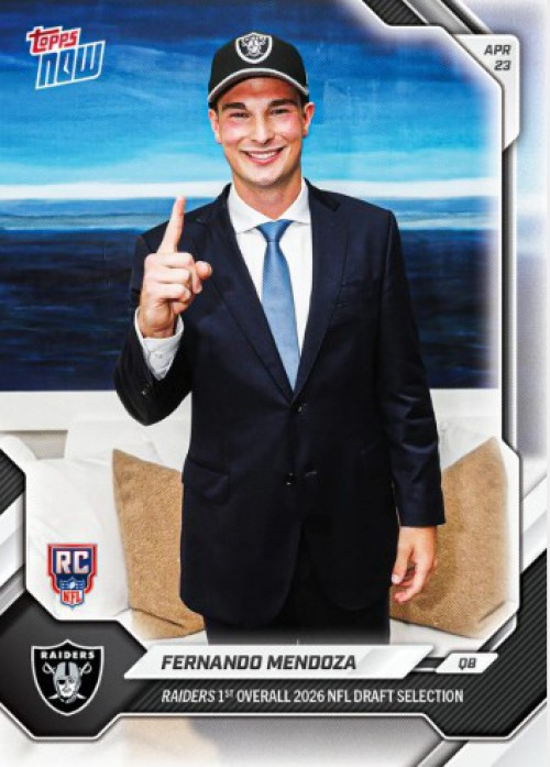 NFL Las Vegas Raiders 2026 NOW Football Fernando Mendoza FMEN Rookie Card, 1st Overall Draft Pick、ToyWiz、kayou