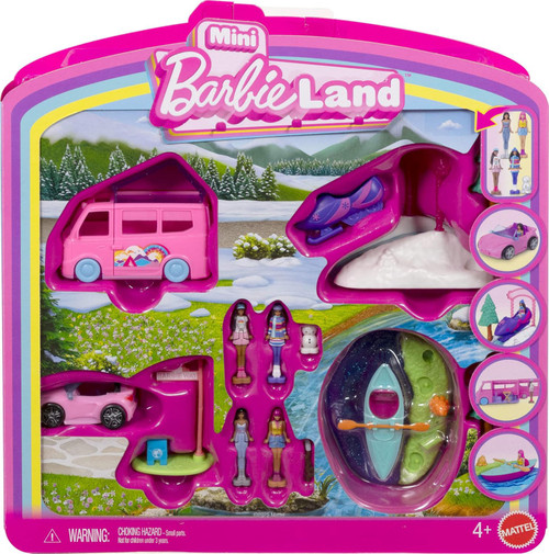 Mini BarbieLand Convertible, DreamCamper, Snowmobile & Kayak 1.5-Inch Mini Playset Damaged Package、ToyWiz、kayou
