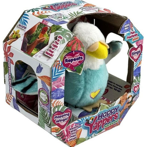 Happy Yappers Series 2 Parakeet Figure White Blue, with Slap