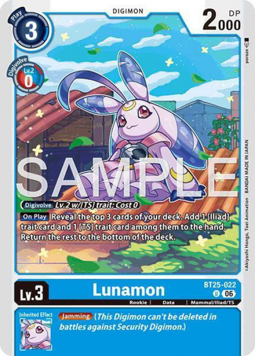 Digimon Trading Card Game Dual Revolution Uncommon Lunamon BT25-022、ToyWiz、kayou