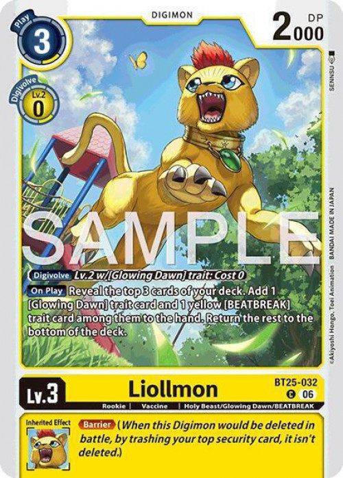 Digimon Trading Card Game Dual Revolution Single Card Common Liollmon  BT25-032 - ToyWiz