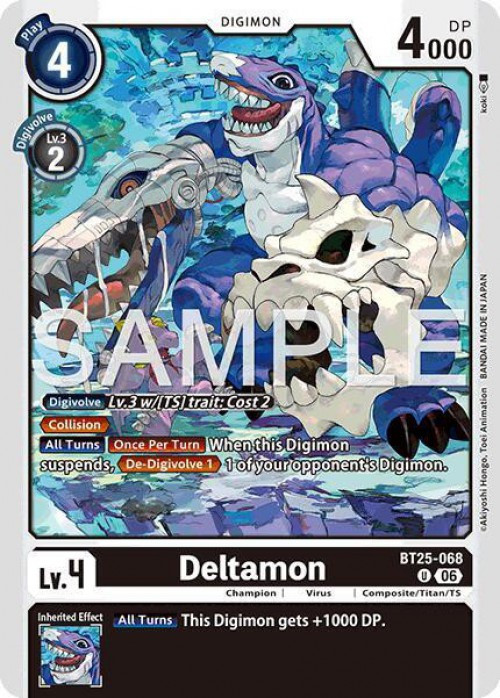 Digimon Trading Card Game Dual Revolution Uncommon Deltamon BT25-068、ToyWiz、kayou