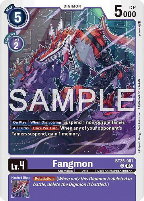Digimon Trading Card Game Dual Revolution Single Card Common Fangmon  BT25-081 - ToyWiz