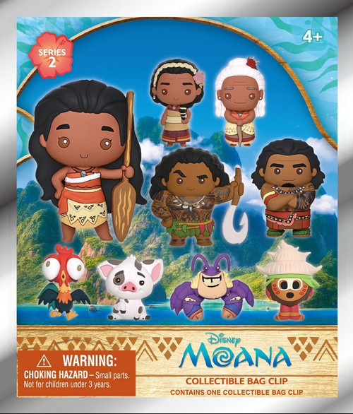 Disney 3D Figural Foam Bag Clip Moana 2 Series 2 Mystery Pack 1 RANDOM Figure、ToyWiz、kayou