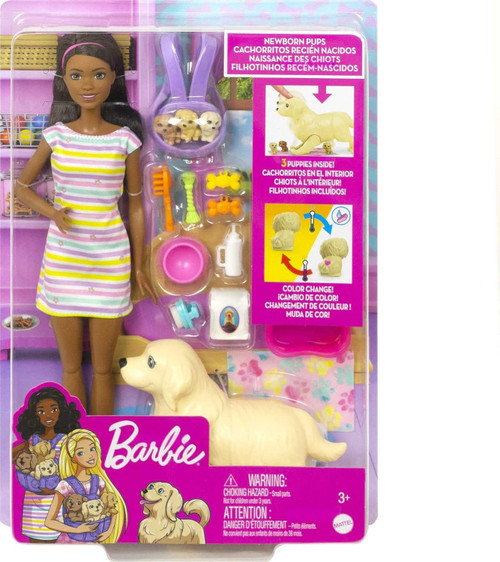 Pets Barbie with Mommy Dog, 3 Newborn Puppies 13.25-Inch Doll Playset、ToyWiz、kayou