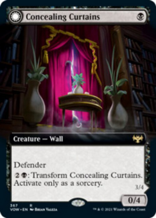 MtG Trading Card Game Innistrad: Crimson Vow Rare Concealing Curtains // Revealing Eye #367 Extended Art FOIL、ToyWiz、kayou