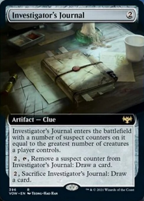 MtG Trading Card Game Innistrad: Crimson Vow Rare Investigator's Journal #396 Extended Art FOIL、ToyWiz、kayou