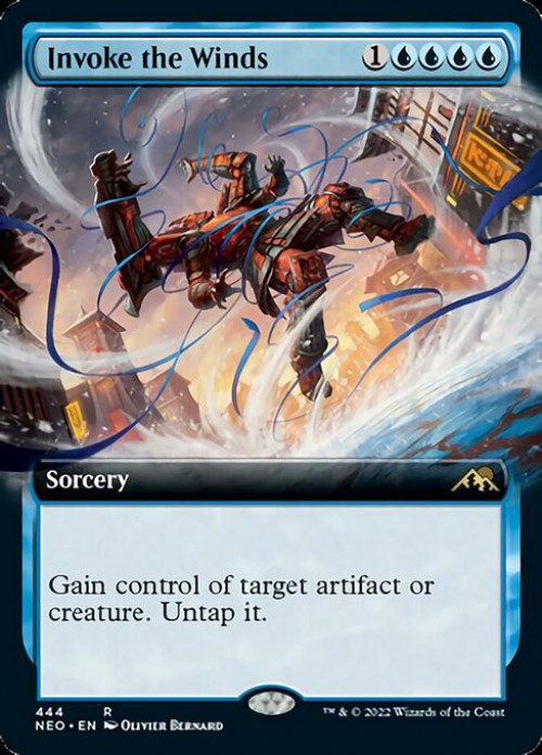 MtG Trading Card Game Kamigawa Neon Dynasty Rare Invoke the Winds #444 Extended Art、ToyWiz、kayou