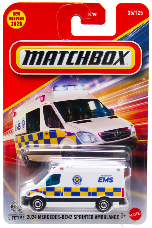 Matchbox 2024 Mercedes-Benz Sprinter Ambulance Diecast Car、ToyWiz、kayou