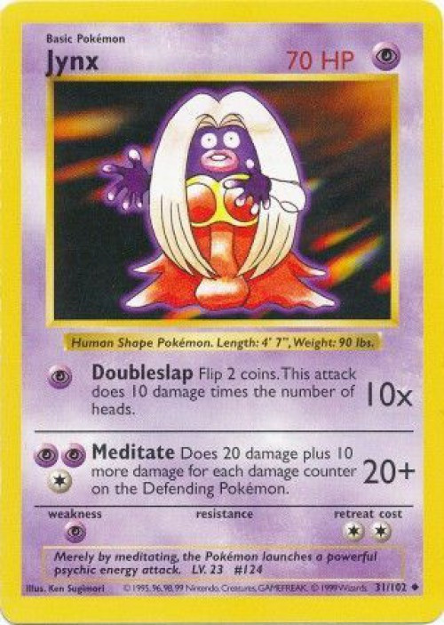 Pokemon Base Set Uncommon Jynx #31 Shadowless Lightly Played、ToyWiz、kayou